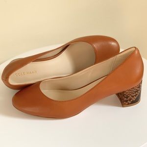 Cole Haan Grand Lesli Snakeskin Block Heel Pump